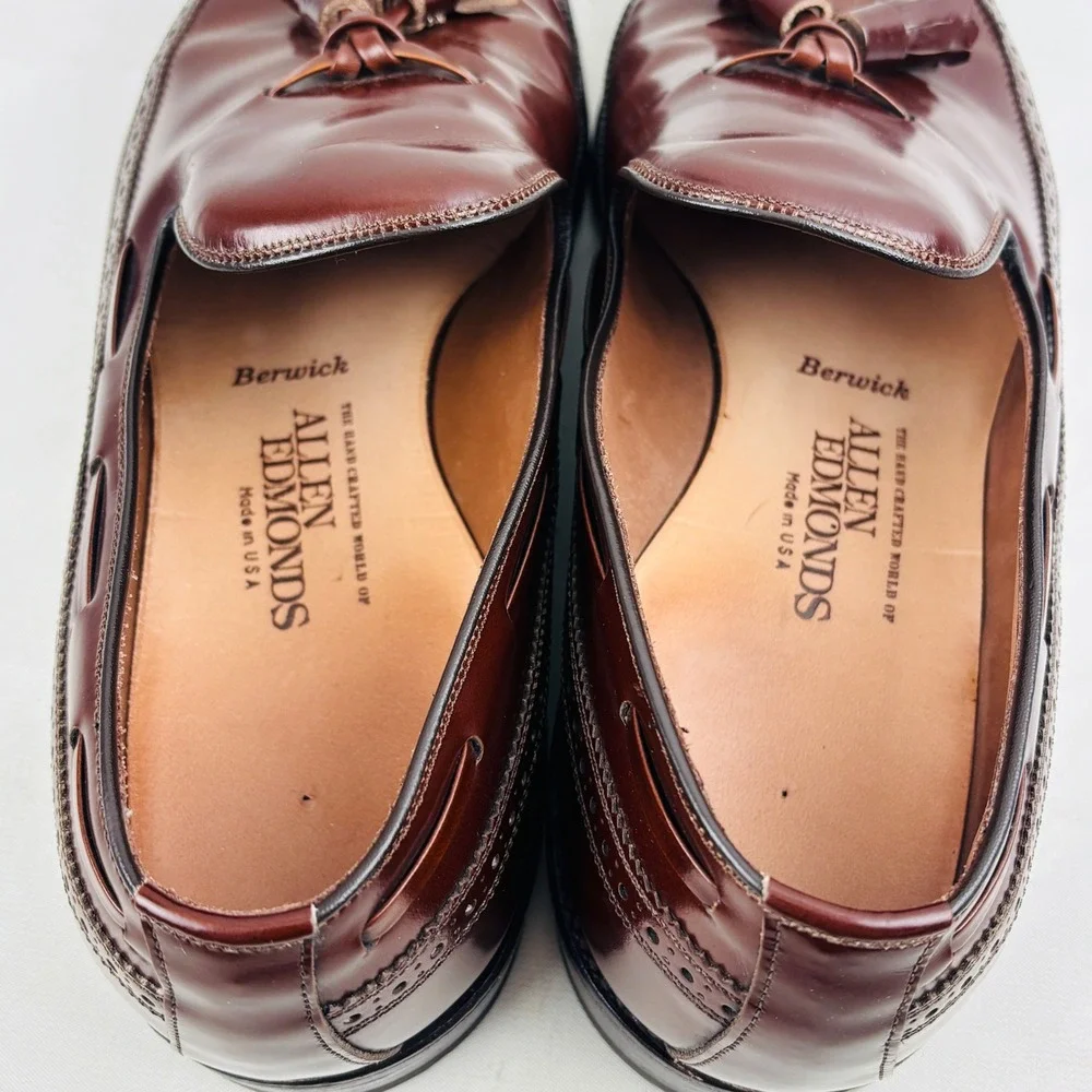 Allen Edmonds Berwick Loafer Mens 10 D Brown Leather Wingtip Slip On Shoes Box